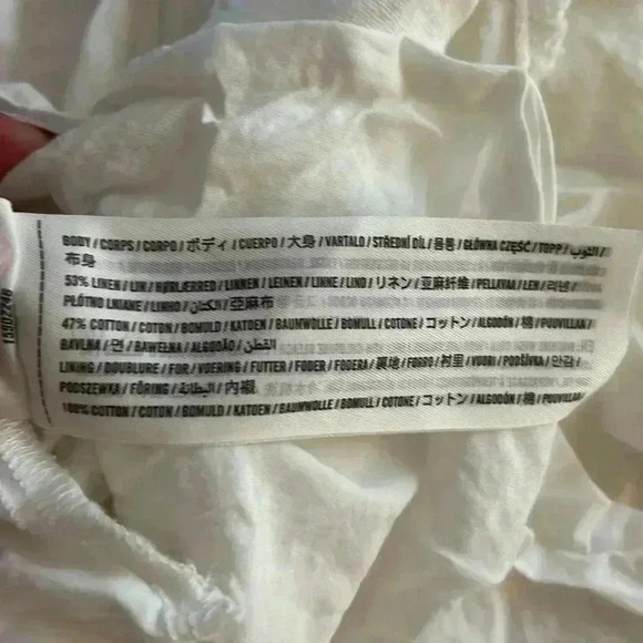 Abercrombie & Fitch Puff Strap Linen Blend Babydoll Mini White Dress Size XS - Picture 9 of 9